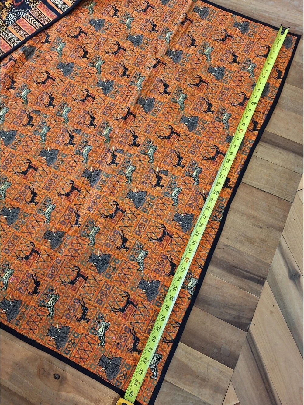African quilt, hand made, leopard, zebra, elephants, lap size, 62